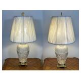 Crystal Table Lamps with Leaf-Etched Design