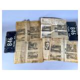 Vintage 1962 Newspapers and TN 1969 Plates