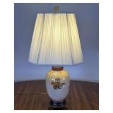 Porcelain Floral Table Lamp with Pleated Shade