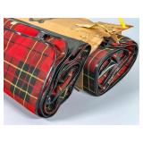 Two Red Tartan Garment Bags with Locks