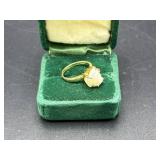14K Gold Ring with Natural Pearl Solitaire