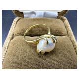 14K Gold Ring with Pearl Solitaire