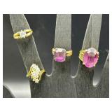 4 Gold-Plated Rings with Stones