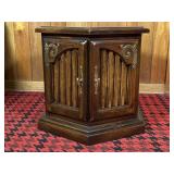 Hexagonal Wood Cabinet with Brass Accents