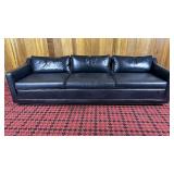 Black Faux Leather Sofa, 97 Inches Long