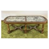 Wood Coffee Table w/ Mirror-Finish Inserts