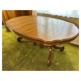 Oval Wooden Dining Table with Inlay Design