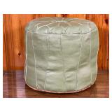Vintage Green Leather Ottoman