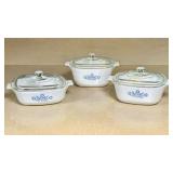 3 CorningWare Casserole Dishes
