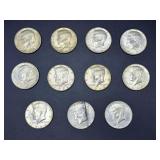 11 Kennedy Half Dollars, Mixed Dates
