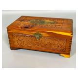 Carved Wood Box with Vintage Glasses