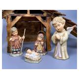 Goebel Nativity Figurines With Wooden Manger