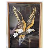 Framed Textile Eagle Artwork on Black Background