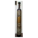 Tall Decorative Metal and Glass Floor Vase