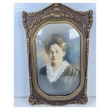 Framed Portrait in Ornate Gesso Frame