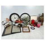 Lot: Clocks, Frames, Candles, and More