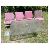 Metal Patio Table with Four Sling Chairs
