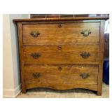 Three-Drawer Wooden Dresser with Brass Hardware