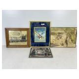 Framed Vintage Aviation and Automobile Prints