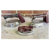 Three Vintage Metal Electric Irons