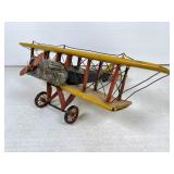 Metal Biplane Model with Yellow Finish