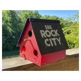Red 'See Rock City' Birdhouse With Black Roof
