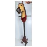 Wooden Horse Head on Wheels with Handlebar