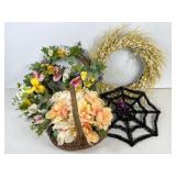 Decorative Floral Wreaths and Spider Web Set