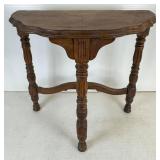 Wooden Demilune Table with Turned Legs