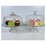 Two Glass Cake Stands with Dome Covers