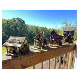 Four Handmade Wooden Birdhouses