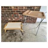Two Folding Tray Tables: Wood and Plastic