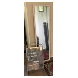 Full-Length Mirror and Chrome Magazine Rack