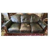 Whittemore-Sherrill Leather Sofa With Wood Accents
