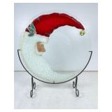 Round Glass Plate with Santa Claus Design