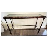 Glass-Top Console Table with Mosaic Border