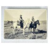 Western Stoneware Tray with Cowboy Scene