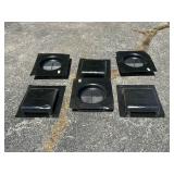 Six Black Plastic HVAC Duct Components