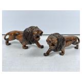 Hand-Carved Wood Lion Figurines