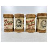 Four Edison Gold Moulded Record Cylinders
