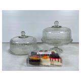 Two Glass Cake Stands with Covers