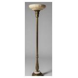 Brass Torchiere Floor Lamp with Frosted Glass Shad