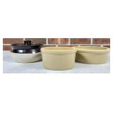 Three Stoneware Crocks with Lid