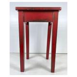 Red Wooden Side Table with Four Legs