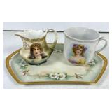 Bavarian Porcelain Creamer, Cup, and Tray Set