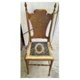 Carved Wood Side Chair With Floral Detail