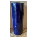 Tall Blue Glazed Ceramic Cylinder Planter