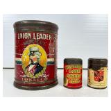 Union Leader and Two Tobacco Containers