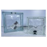 Two Clear Glass Decorative Blocks