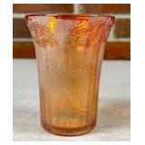 Iridescent Carnival Glass Tumbler with Embossed De